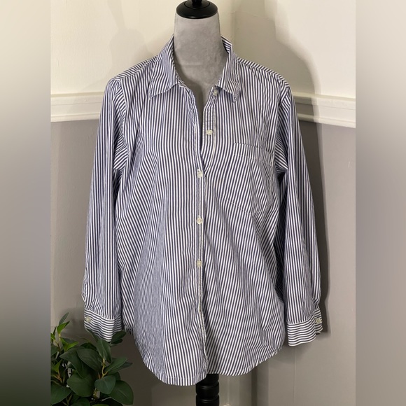 🔵5 For $15🔵 Mizit Blue & White Stripe Button Down - Picture 1 of 7